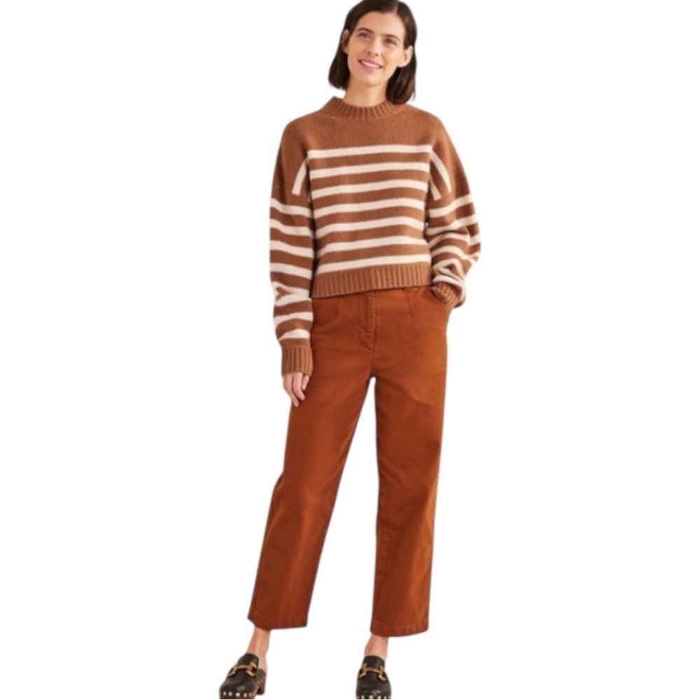 NEW‎ Boden Casual Cotton Pants Womens 4 Petite Cognac Tapered Ankle Length 4P